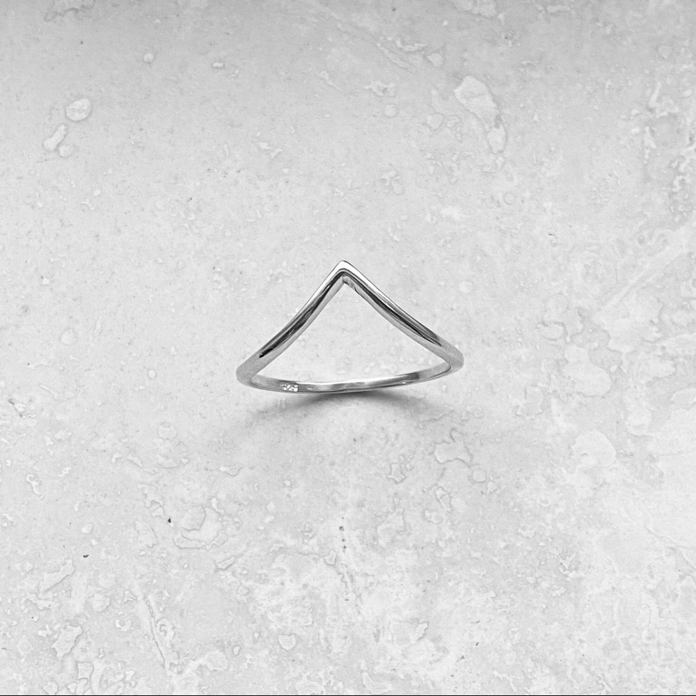 Sterling Silver Deep V Shape Ring, Silver Rings - image 1